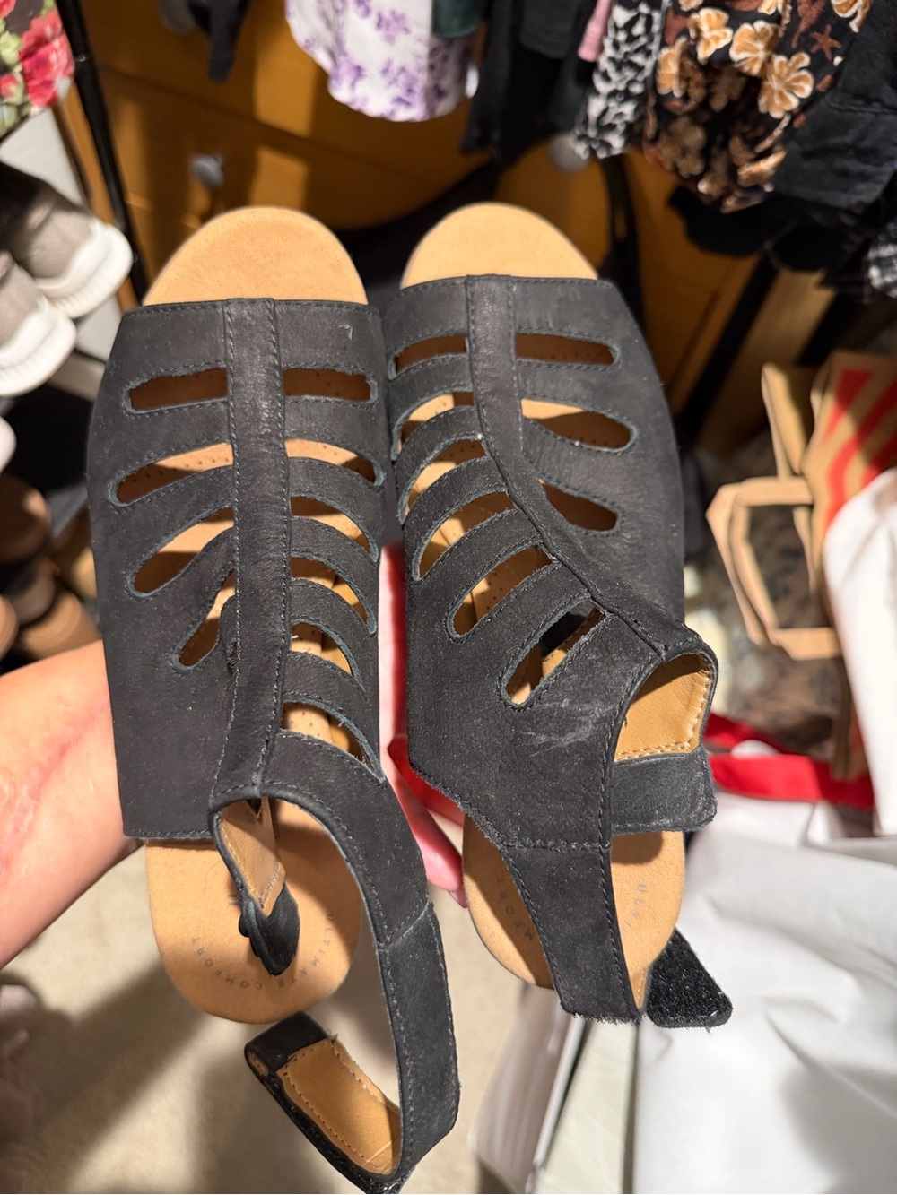 Clarks Black Cutout Slingback Sandals